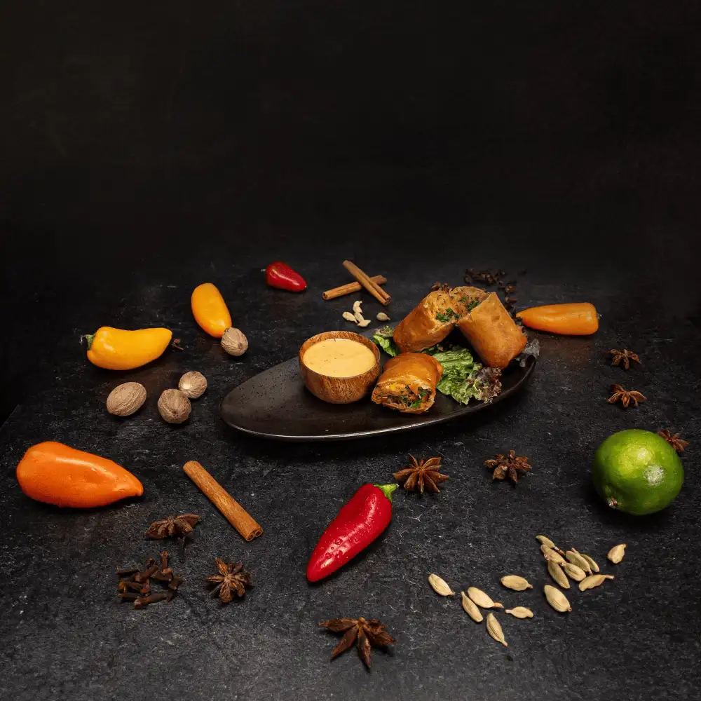 Spicy Chicken Shawarma Egg Rolls